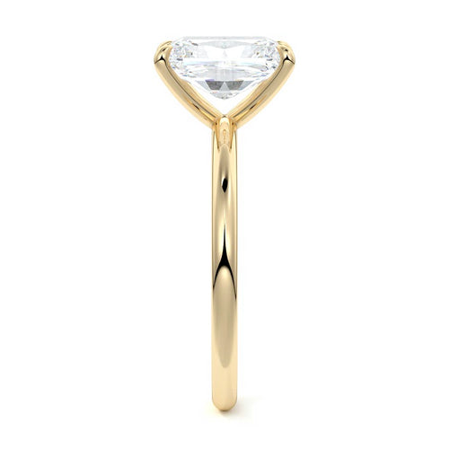 Serena - Radiant Yellow Gold Engagement Ring Profile View | Nura Lab