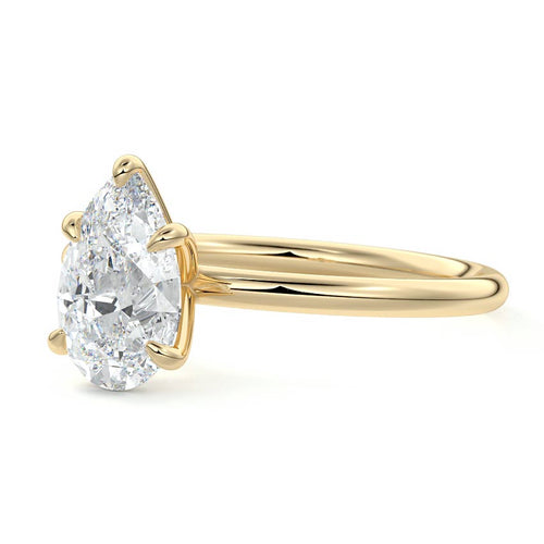 Serena - Pear Yellow Gold Engagement Ring Side View | Nura Lab