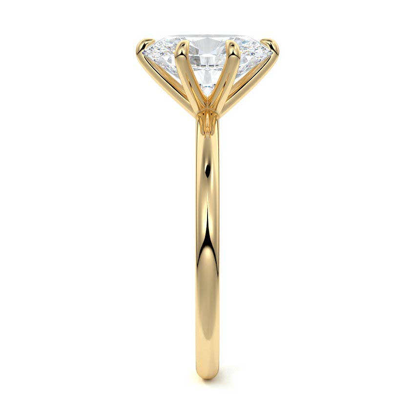 Serena oval cathedral solitaire lab grown diamond engagement ring in yellow gold