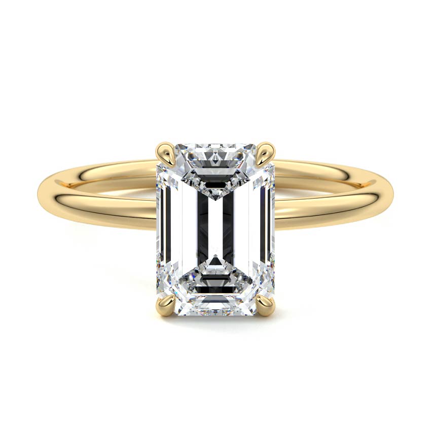 Serena - Emerald Cut Yellow Gold Lab Grown Diamond Engagement Ring | Nura Lab