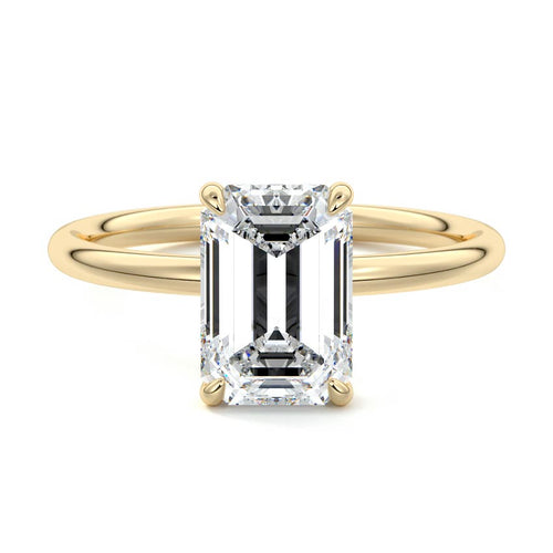Serena - Emerald Cut Yellow Gold Lab Grown Diamond Engagement Ring | Nura Lab