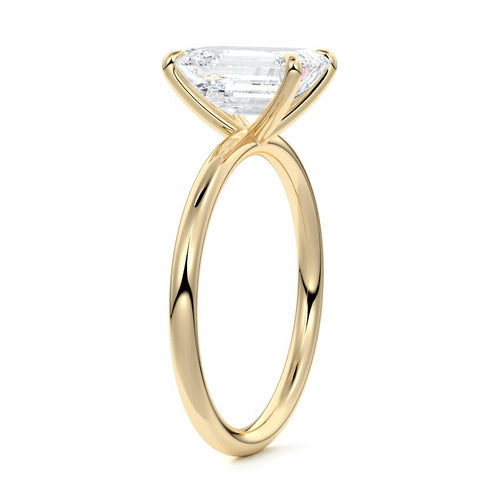 Serena - Emerald Cut Yellow Gold Engagement Ring Angle View | Nura Lab