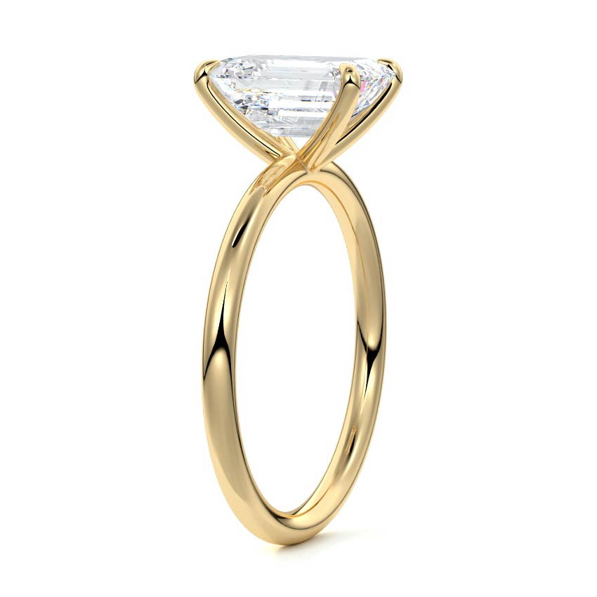 Serena - Emerald Cut Yellow Gold Engagement Ring Side View | Nura Lab