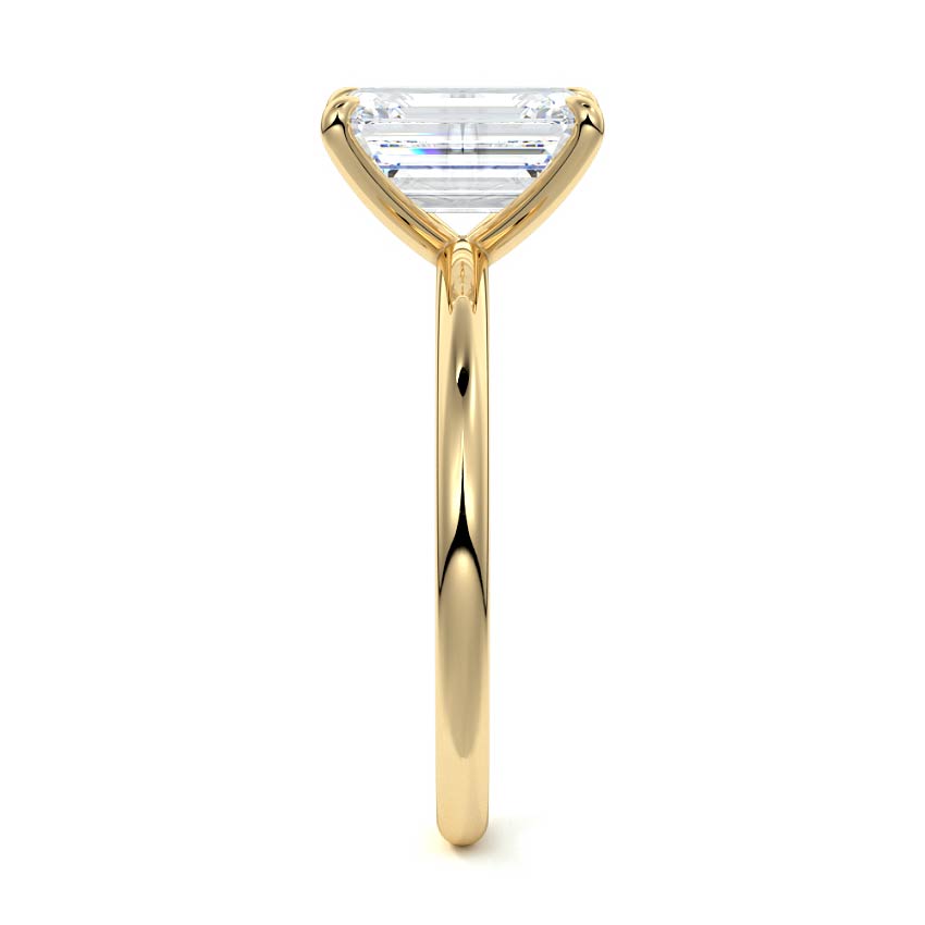Serena - Emerald Cut Yellow Gold Engagement Ring Profile View | Nura Lab