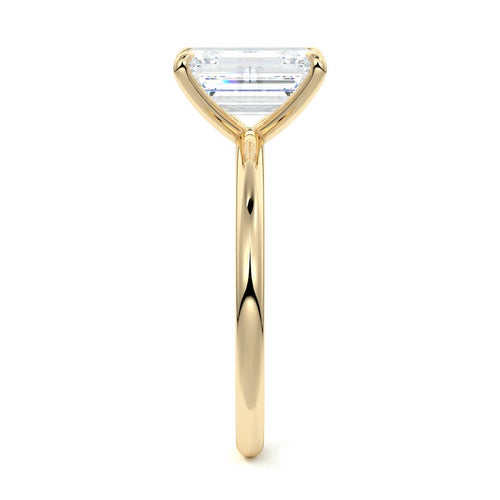 Serena - Emerald Cut Yellow Gold Engagement Ring Profile View | Nura Lab