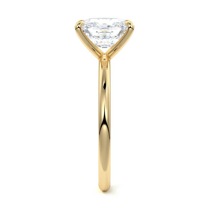 Serena - Cushion Yellow Gold Engagement Ring Side View | Nura Lab