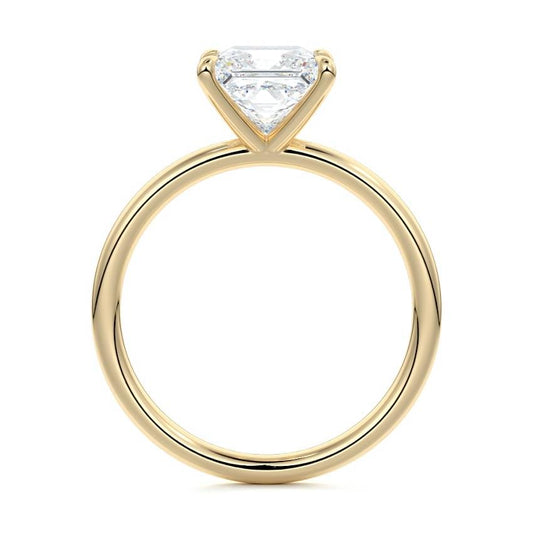 Serena princess cathedral solitaire lab grown diamond engagement ring in yellow gold