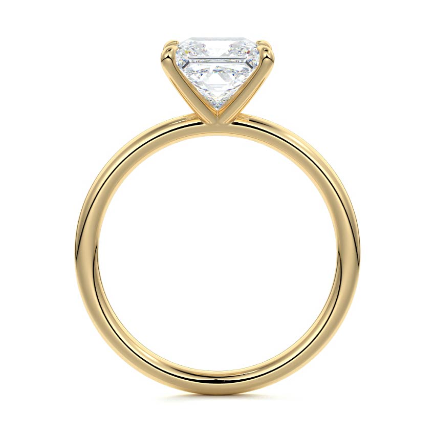 Serena princess twisted cathedral solitaire lab grown diamond engagement ring in yellow gold