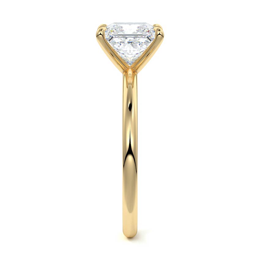 Serena - Princess Yellow Gold Engagement Ring Side View | Nura Lab