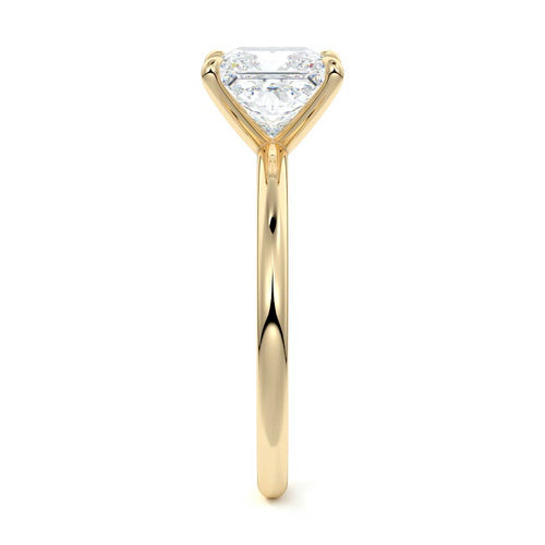 Serena princess cathedral solitaire lab grown diamond engagement ring in yellow gold