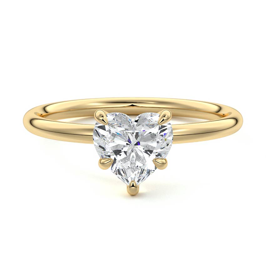 Serena - Heart Yellow Gold Engagement Ring Profile View | Nura Lab