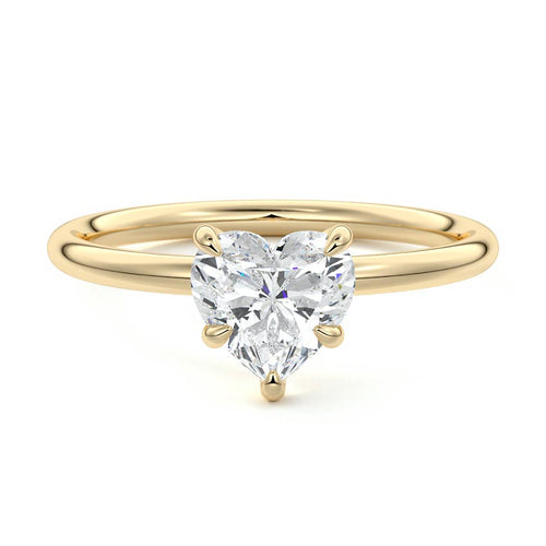Serena - Heart Yellow Gold Engagement Ring Profile View | Nura Lab