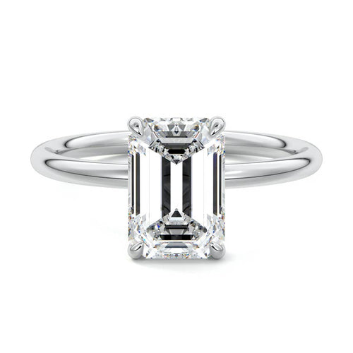 Serena - Emerald Cut White Gold Lab Grown Diamond Engagement Ring | Nura Lab
