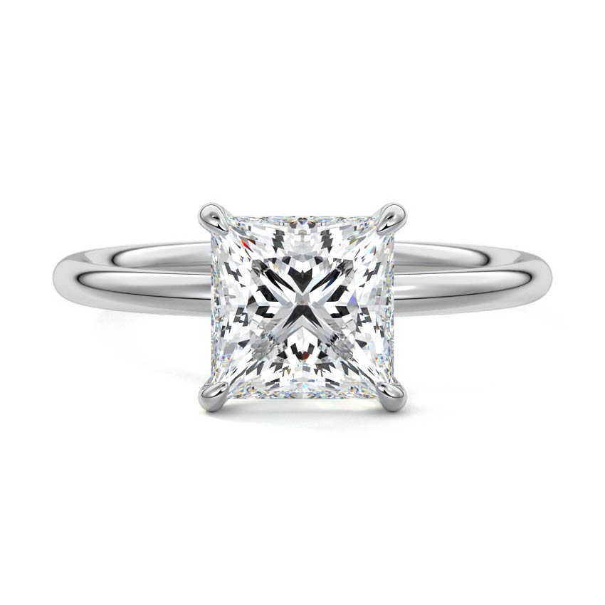 Serena princess cathedral solitaire lab grown diamond engagement ring in white gold