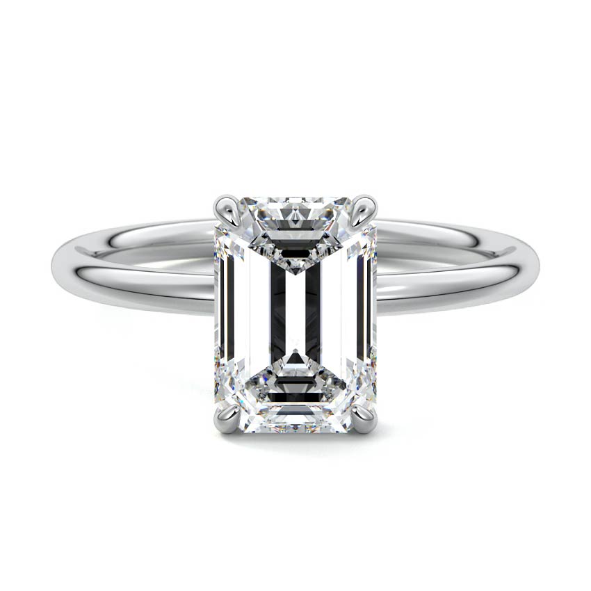 Serena - Emerald Cut Platinum Lab Grown Diamond Engagement Ring | Nura Lab