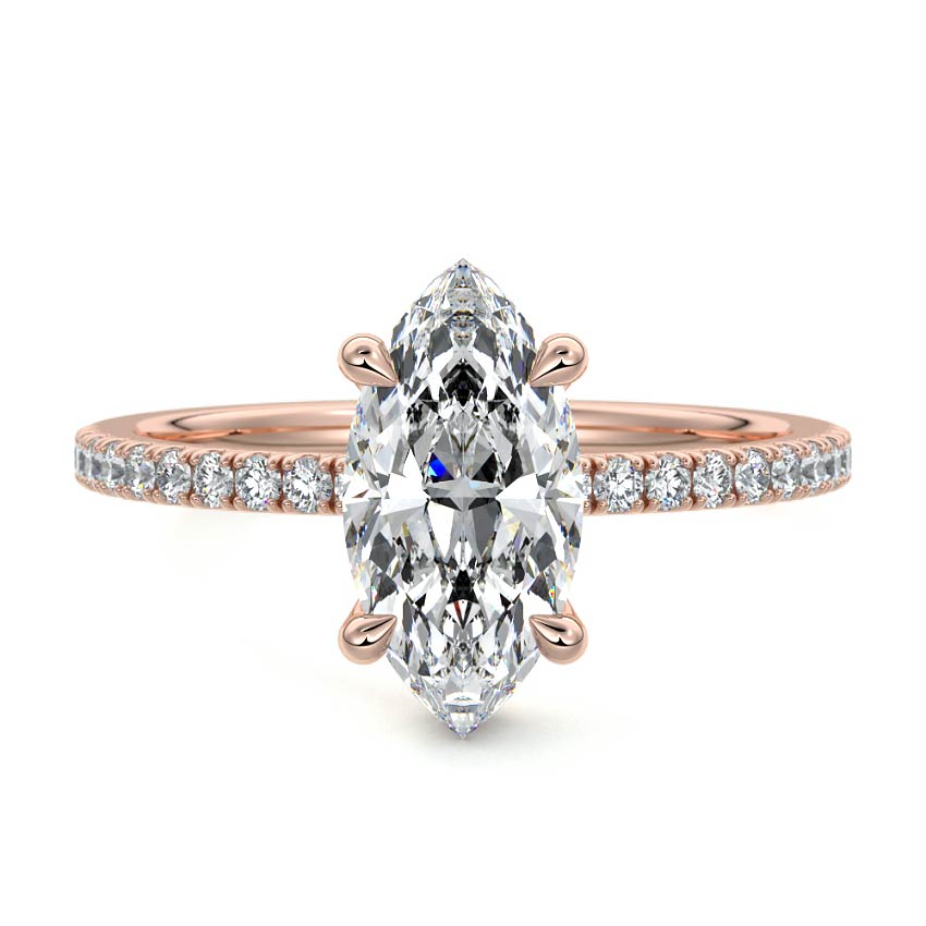 Silvia - Marquise Rose Gold Lab Grown Diamond Engagement Ring | Nura Lab
