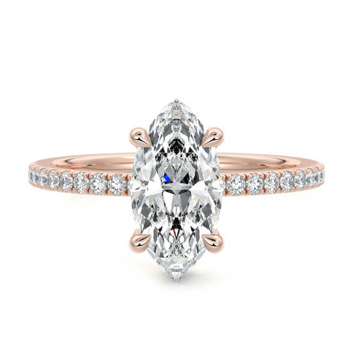 Silvia - Marquise Rose Gold Lab Grown Diamond Engagement Ring | Nura Lab