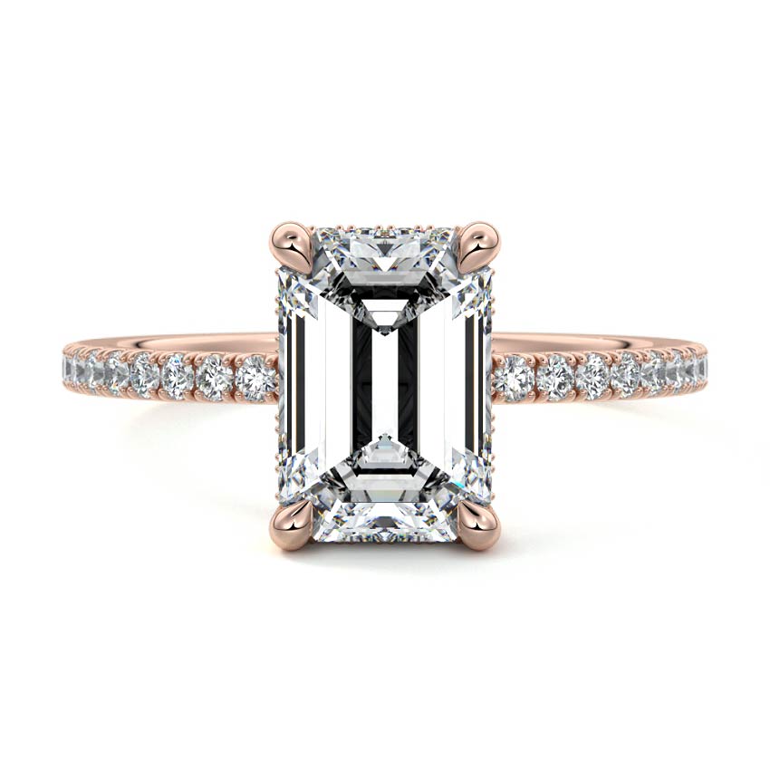 Silvia - Emerald Cut Rose Gold Lab Grown Diamond Engagement Ring | Nura Lab