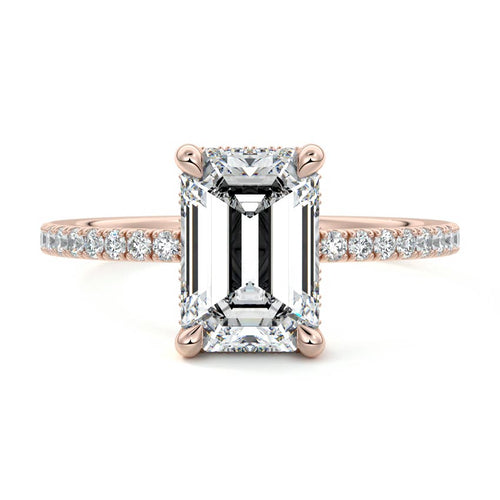 Silvia - Emerald Cut Rose Gold Lab Grown Diamond Engagement Ring | Nura Lab