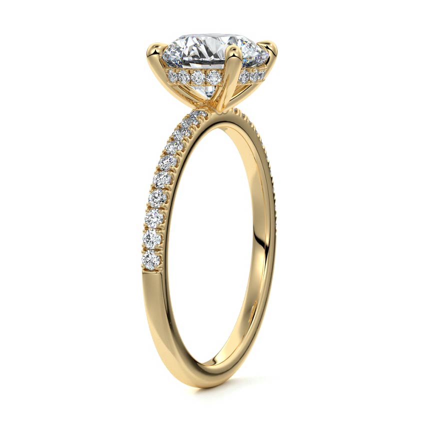 Silvia - Round Yellow Gold Engagement Ring Side View | Nura Lab