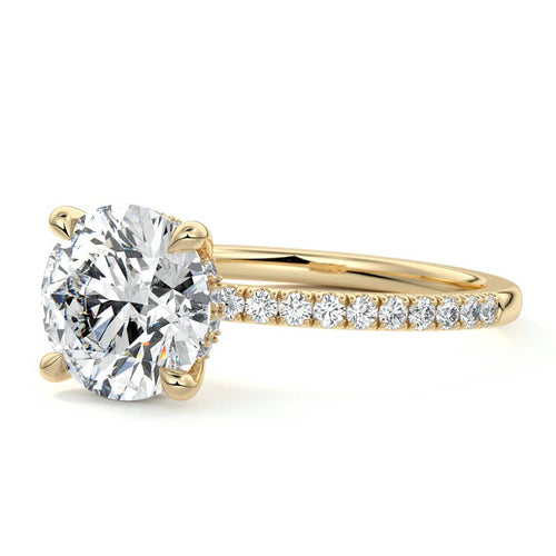 Silvia - Round Yellow Gold Engagement Ring Profile View | Nura Lab