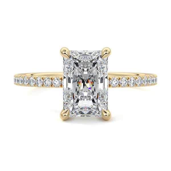 Silvia - Radiant Hidden Halo Pavé Lab Grown Diamond Engagement Ring