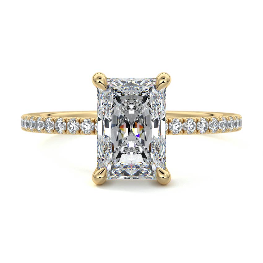 Silvia - Radiant Yellow Gold Lab Grown Diamond Engagement Ring | Nura Lab