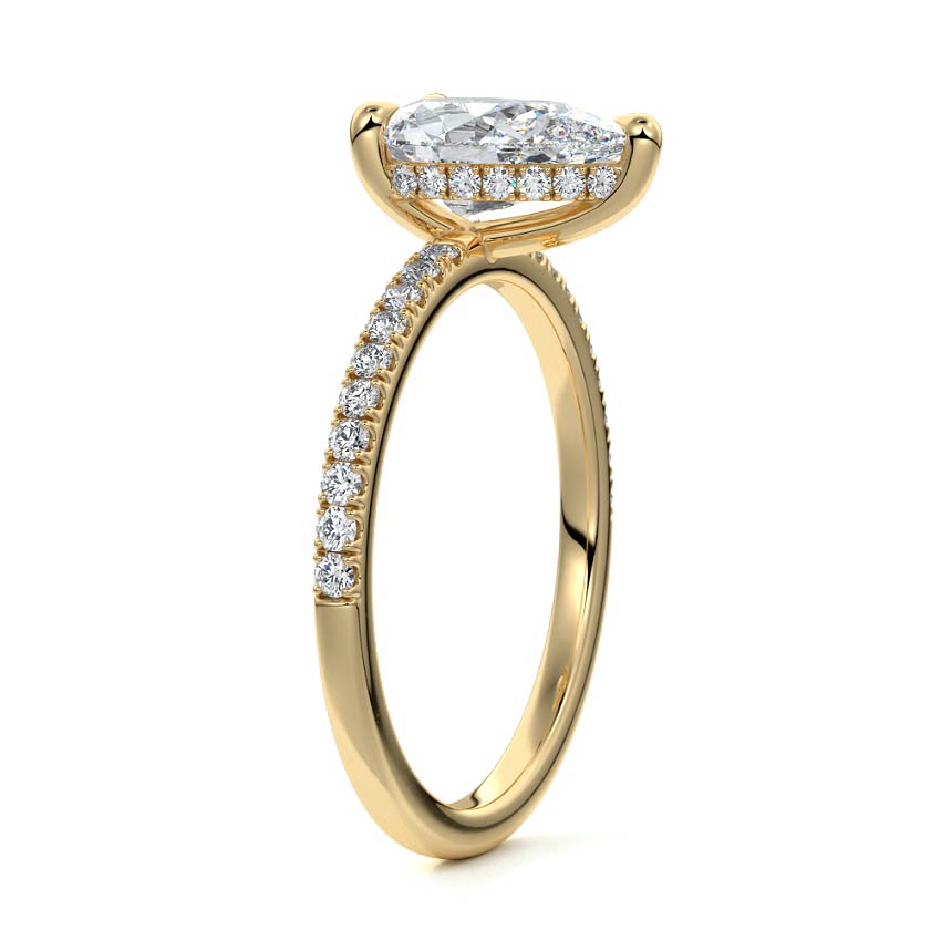 Silvia - Pear Yellow Gold Engagement Ring Side View | Nura Lab