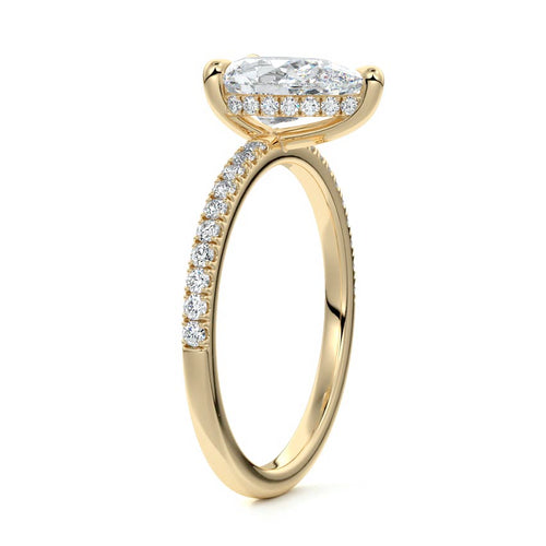 Silvia - Pear Yellow Gold Engagement Ring Side View | Nura Lab
