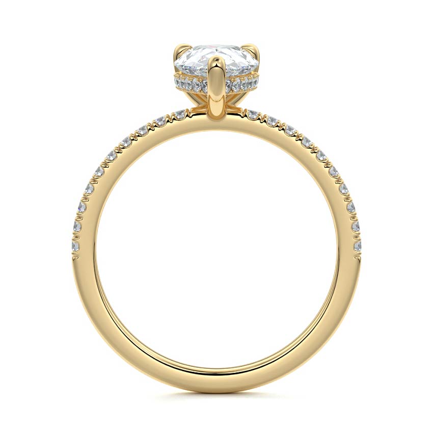 Silvia - Pear Yellow Gold Engagement Ring Profile View | Nura Lab