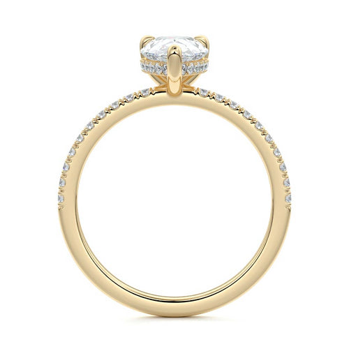 Silvia - Pear Yellow Gold Engagement Ring Profile View | Nura Lab