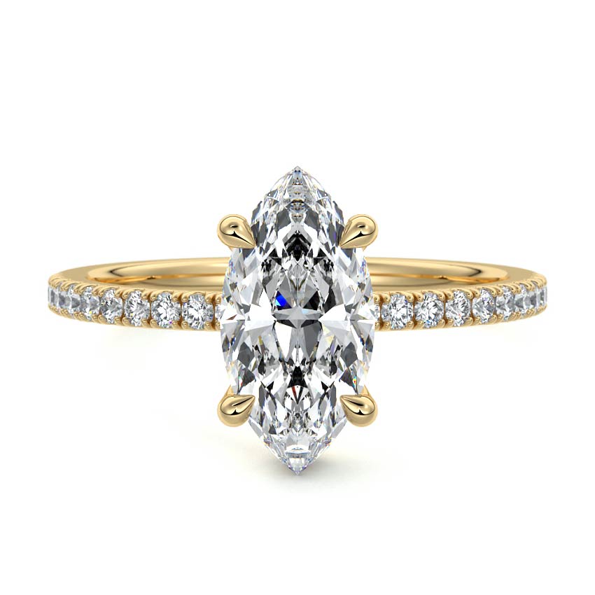 Silvia - Marquise Yellow Gold Lab Grown Diamond Engagement Ring | Nura Lab