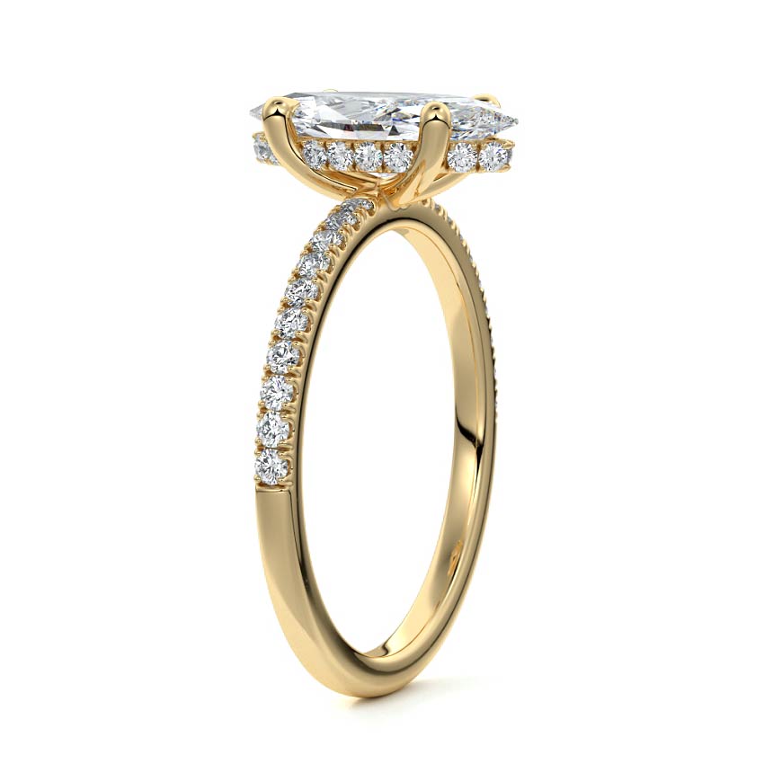 Silvia - Marquise Yellow Gold Engagement Ring Side View | Nura Lab