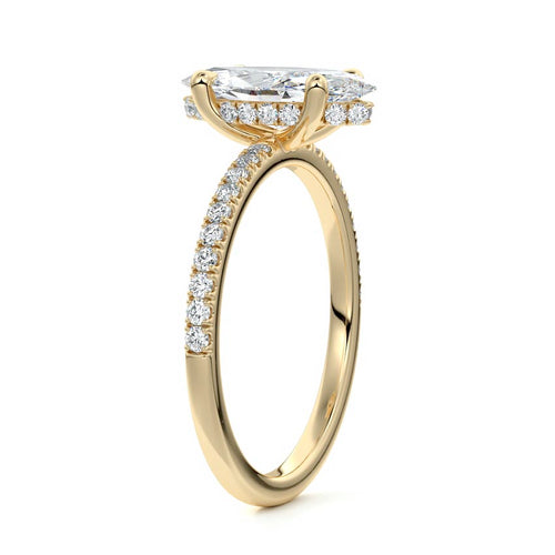 Silvia - Marquise Yellow Gold Engagement Ring Side View | Nura Lab