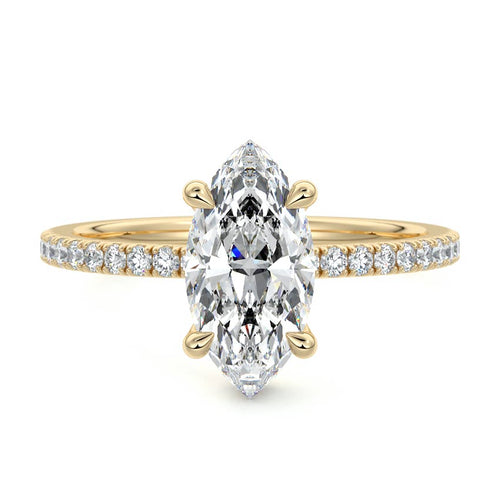 Silvia - Marquise Yellow Gold Engagement Ring Detail View | Nura Lab