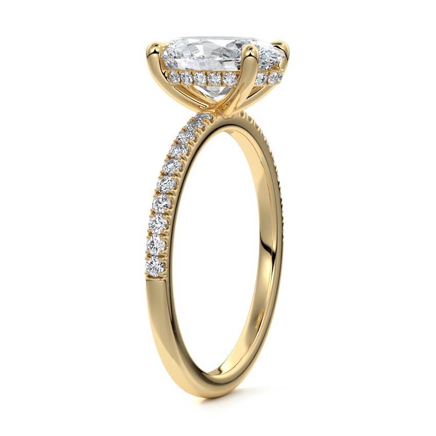 Silvia - Oval Yellow Gold Engagement Ring Side View | Nura Lab