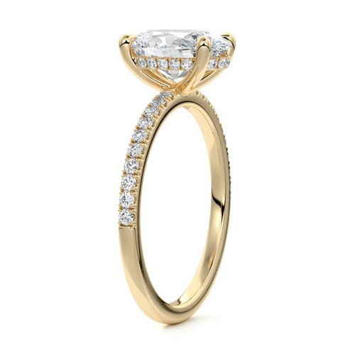 Silvia - Oval Yellow Gold Engagement Ring Side View | Nura Lab