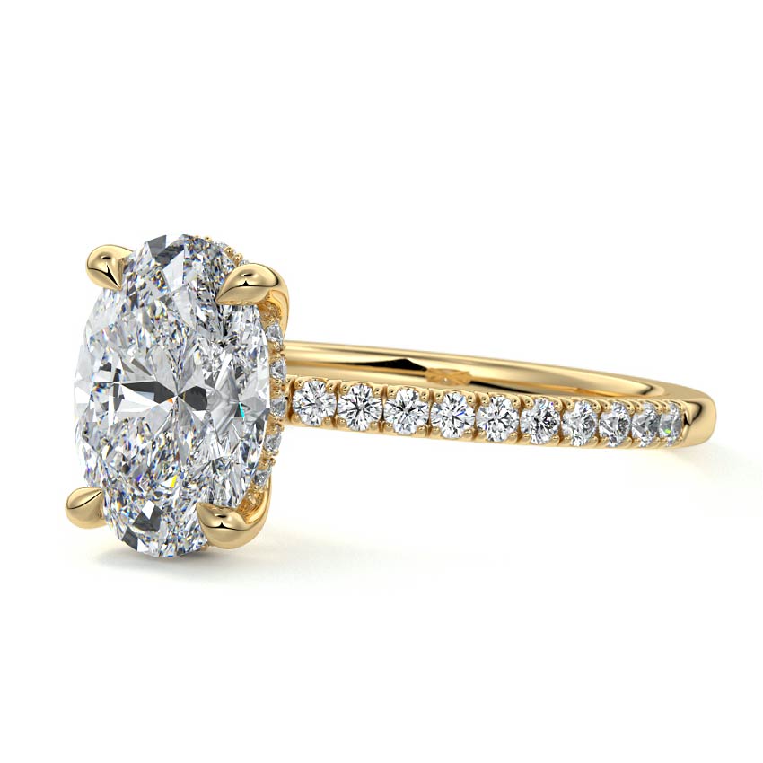 Silvia - Oval Yellow Gold Engagement Ring Profile View | Nura Lab