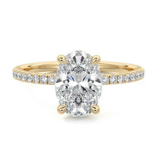 Silvia - Oval Yellow Gold Engagement Ring Detail View | Nura Lab
