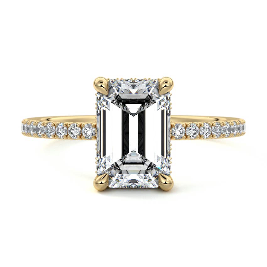 Silvia - Emerald Cut Yellow Gold Lab Grown Diamond Engagement Ring | Nura Lab
