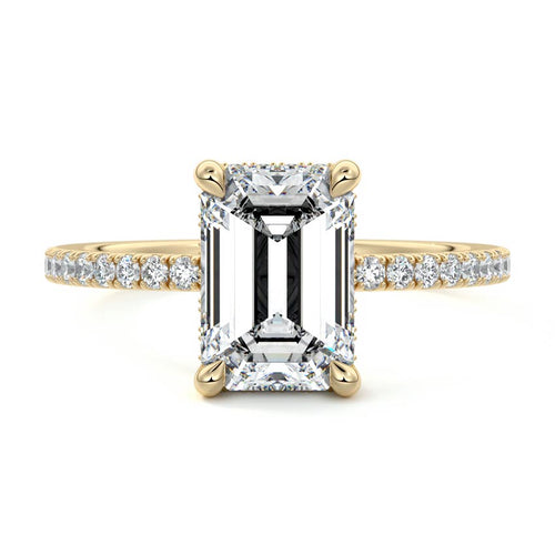 Silvia - Emerald Cut Yellow Gold Lab Grown Diamond Engagement Ring | Nura Lab