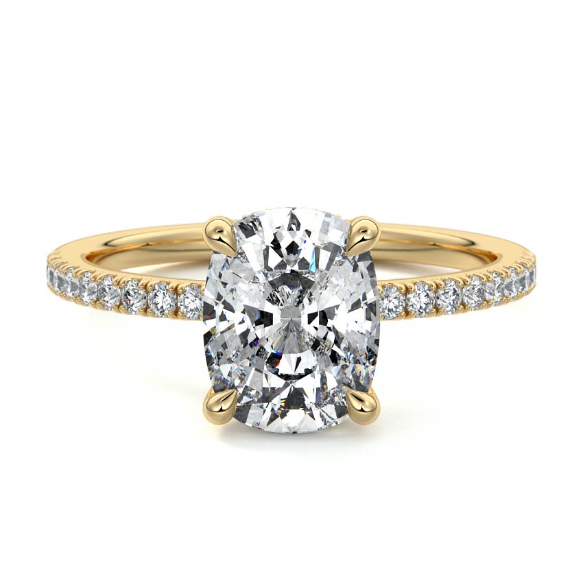 Silvia - Cushion Yellow Gold Lab Grown Diamond Engagement Ring | Nura Lab