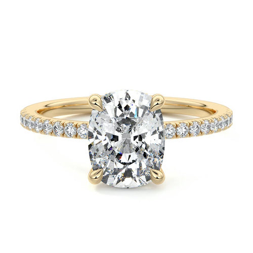 Silvia - Cushion Yellow Gold Engagement Ring Detail View | Nura Lab