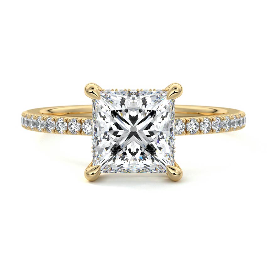 Silvia - Princess Yellow Gold Lab Grown Diamond Engagement Ring | Nura Lab