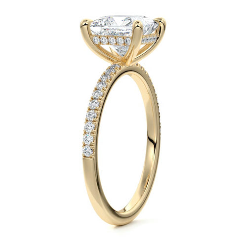 Silvia - Princess Yellow Gold Engagement Ring Side View | Nura Lab