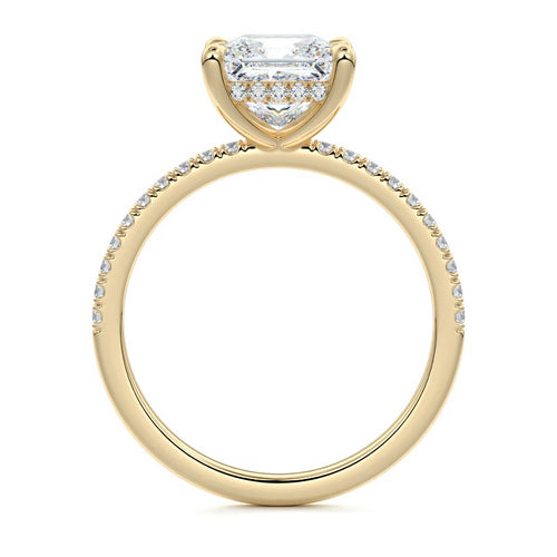 Silvia - Princess Yellow Gold Engagement Ring Profile View | Nura Lab