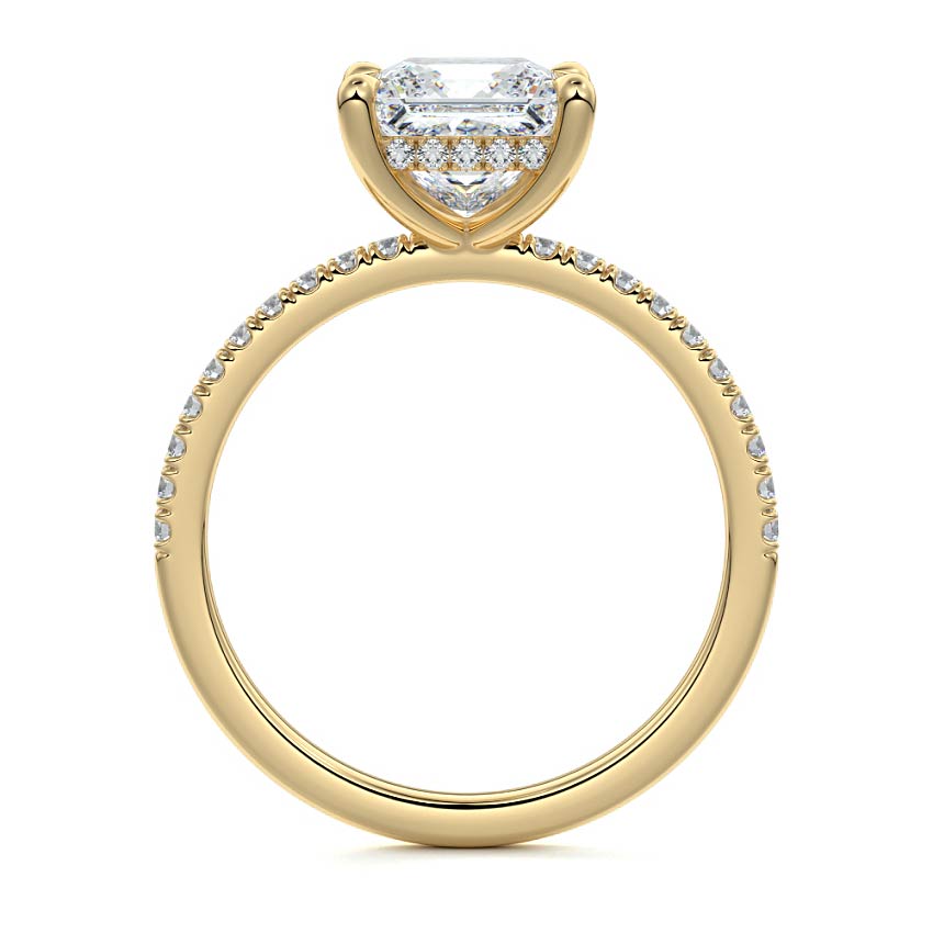 Silvia - Princess Yellow Gold Engagement Ring Detail View | Nura Lab
