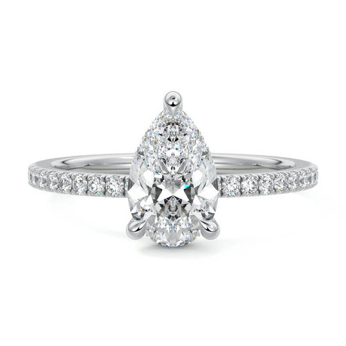 Silvia - Pear White Gold Lab Grown Diamond Engagement Ring | Nura Lab