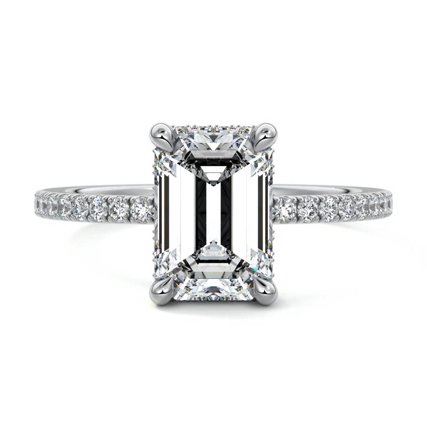 Silvia - Emerald Cut Platinum Lab Grown Diamond Engagement Ring | Nura Lab