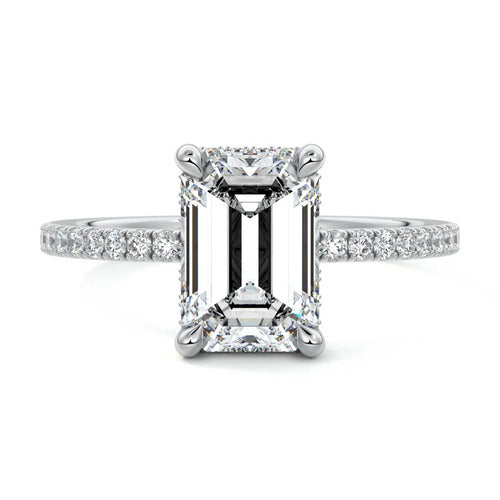 Silvia - Emerald Cut Platinum Lab Grown Diamond Engagement Ring | Nura Lab
